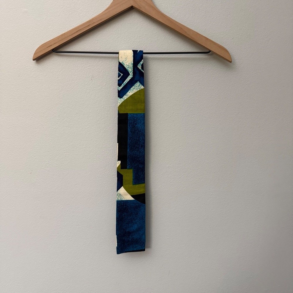 Vintage 1960s Kanaka Blunt Cut Tie Made In Hawaii Abstract Cotton Barkcloth Rare